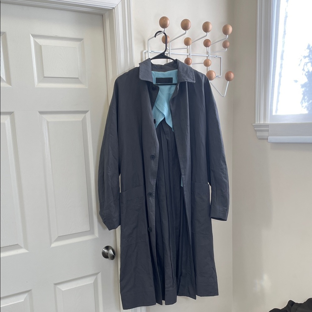 Haider Ackermann Silk Linen Blend  Trench Coat Charcoal Grey - XL
